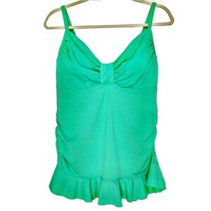 Lands End Tankini Top size 10 Ruched Underwire Swim Swimwear Womens EUC Lands' b